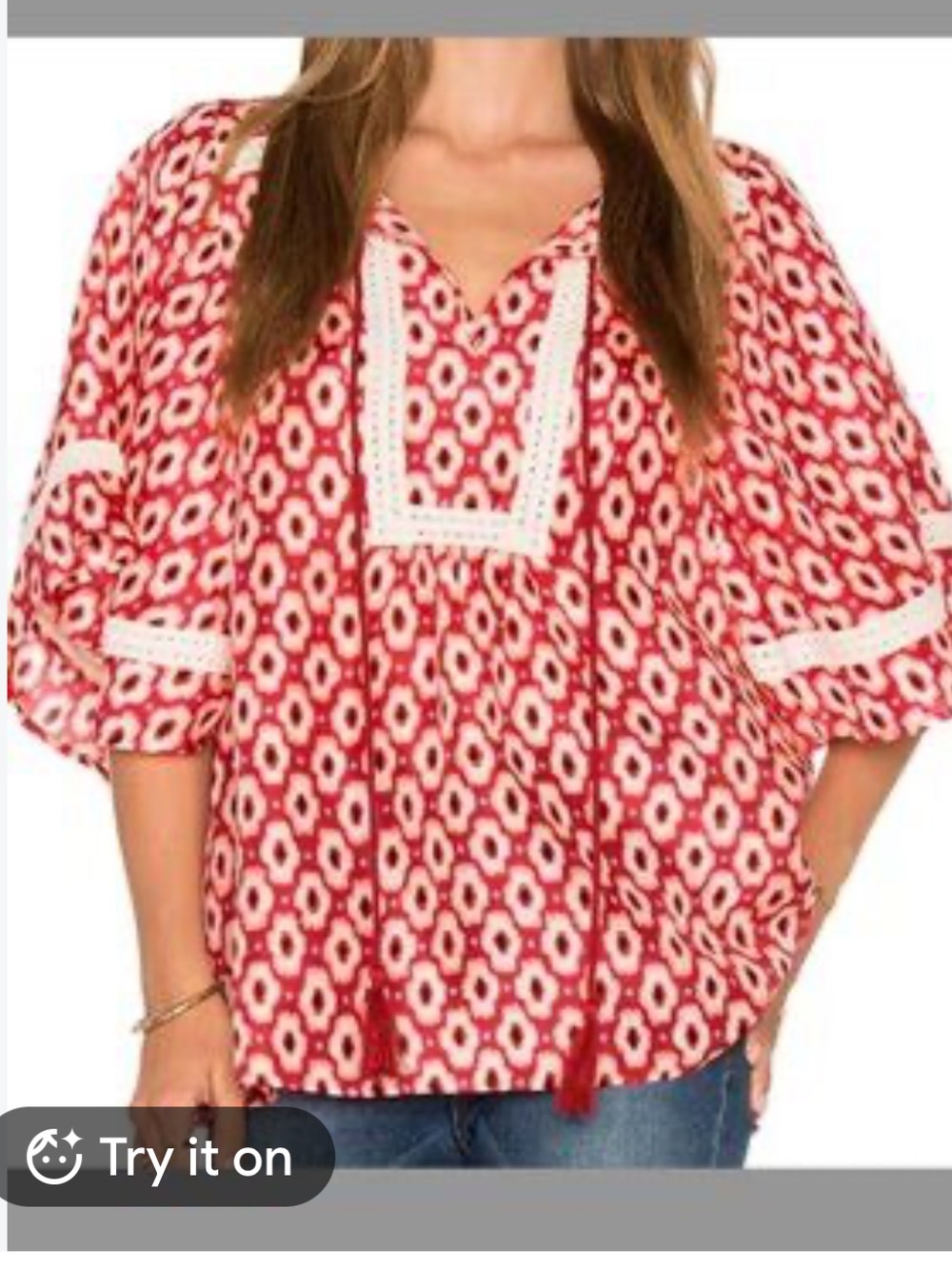 Kate Spade Posy Ikat Silk Blouse Top Size Medium